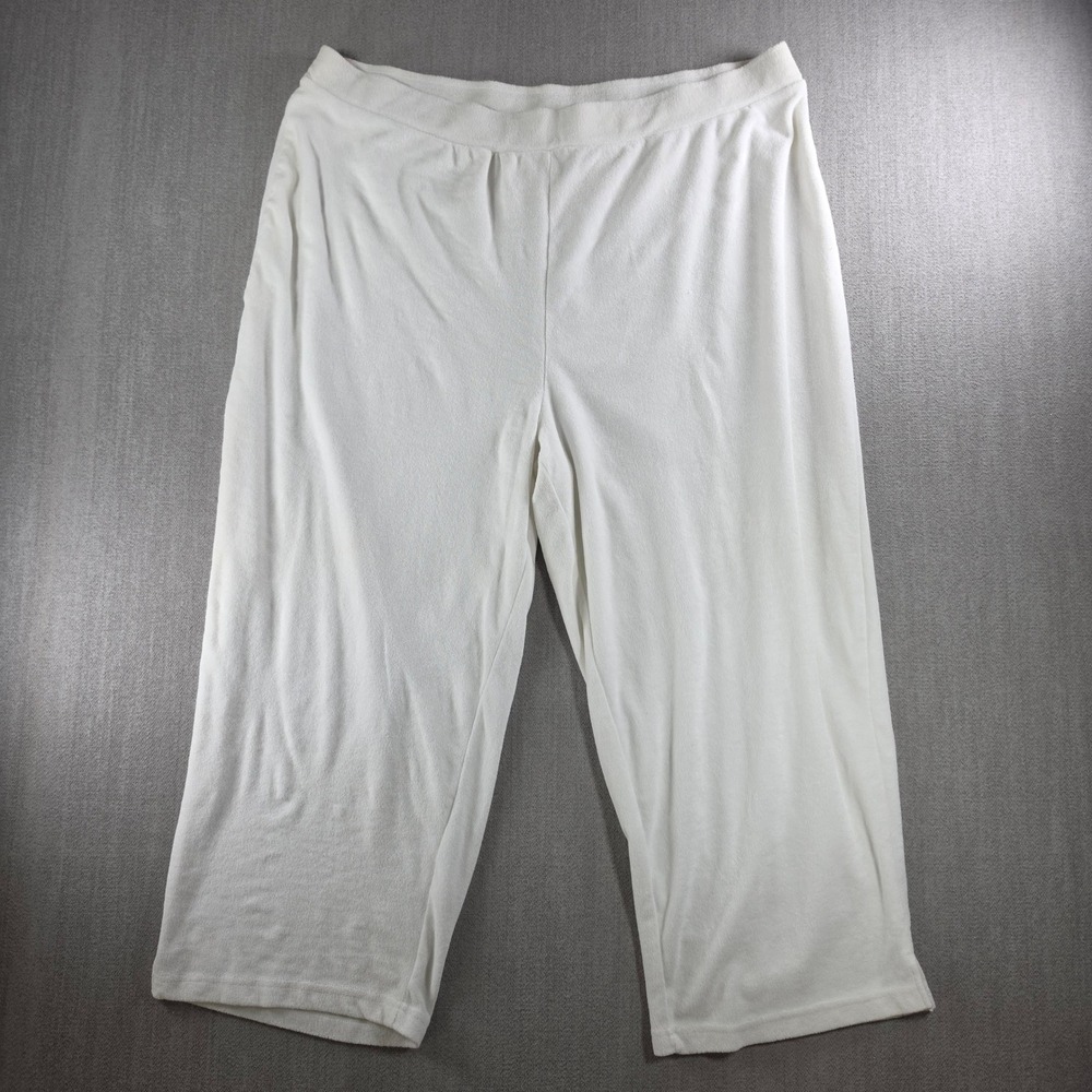 Sport‎ Savvy Crop Pants Womens 2X White Terry Cloth Elastic Waist Casual